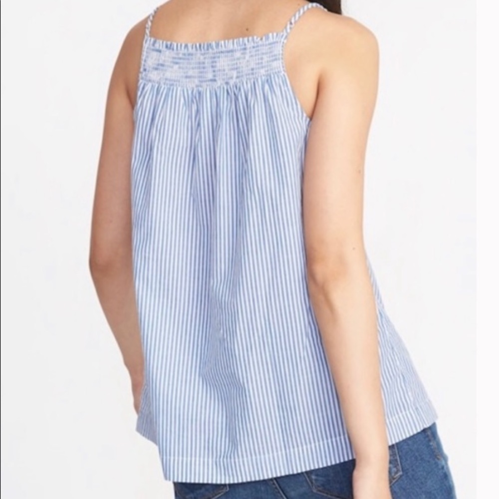 Striped Smocked Tank Top Blue White Old Navy - Picture 3 of 8